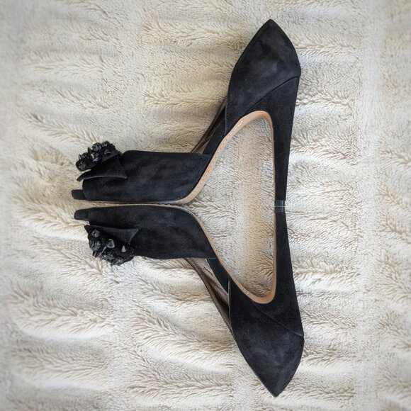 Sam Edelman Studded Jeweled Suede Lorna D’Orsay Platform Stiletto Heels Sz 8.5 - Picture 14 of 15